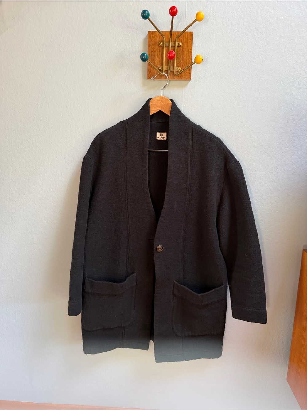 tentree Black Shawl-Collar Cardigan with front pockets
